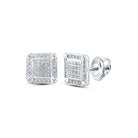 10kt White Gold Square Diamond Earrings for Men - 1/5 Cttw, G - H Color, I3 Clarity - Splendid Jewellery