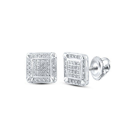 10kt White Gold Square Diamond Earrings for Men - 1/5 Cttw, G - H Color, I3 Clarity - Splendid Jewellery