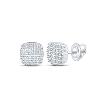Load image into Gallery viewer, 10kt White Gold Square Diamond Earrings for Men - Dazzling 1/8 Cttw Sparklers - Splendid Jewellery