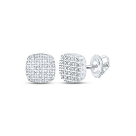 10kt White Gold Square Diamond Earrings for Men - Dazzling 1/8 Cttw Sparklers - Splendid Jewellery