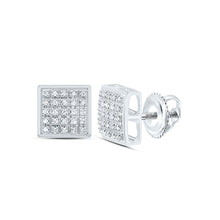 Load image into Gallery viewer, 10kt White Gold Square Diamond Earrings for Men - Elegant and Refined - Alternate view 1 from Splendid Jewellery