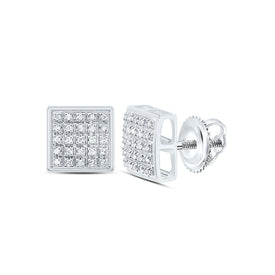 10kt White Gold Square Diamond Earrings for Men - Elegant and Refined - Alternate view 1 from Splendid Jewellery