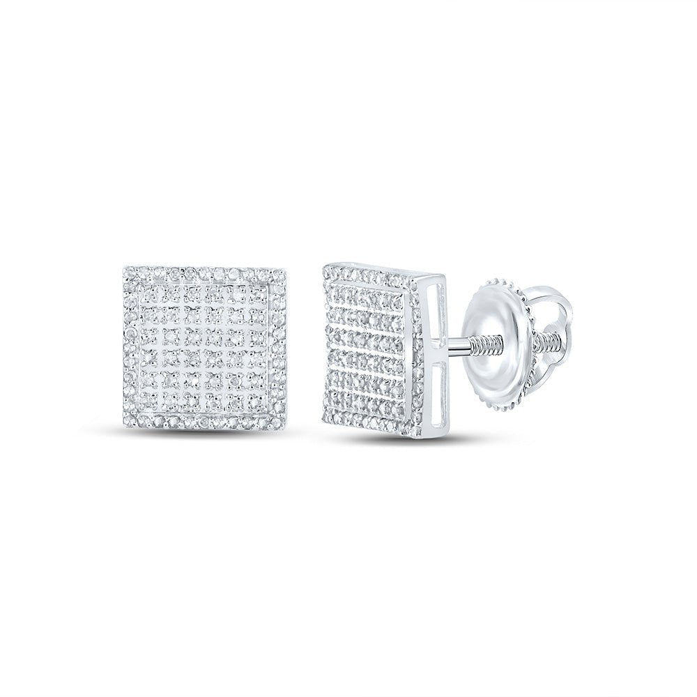 10kt White Gold Square Diamond Earrings for Men - Elegant and Timeless Sparkle - Splendid Jewellery