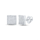 10kt White Gold Square Diamond Earrings for Men - Elegant and Timeless Sparkle - Splendid Jewellery