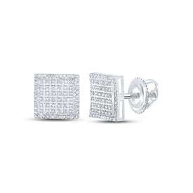 10kt White Gold Square Diamond Earrings for Men - Elegant and Timeless Sparkle - Splendid Jewellery