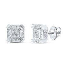 Load image into Gallery viewer, 10kt White Gold Square Diamond Earrings for Men - Stunning 1/3 Cttw Sparklers - Splendid Jewellery