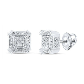 10kt White Gold Square Diamond Earrings for Men - Stunning 1/3 Cttw Sparklers - Splendid Jewellery