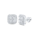 10kt White Gold Square Diamond Earrings - Radiant Brilliance - Splendid Jewellery