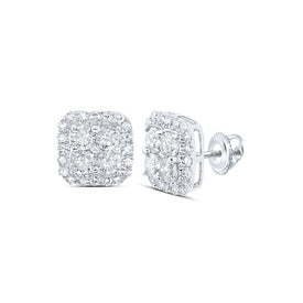 10kt White Gold Square Diamond Earrings - Radiant Brilliance - Splendid Jewellery