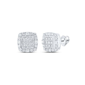 10kt White Gold Square Diamond Earrings - Sleek and Sophisticated Men's Jewelry - Splendid Jewellery