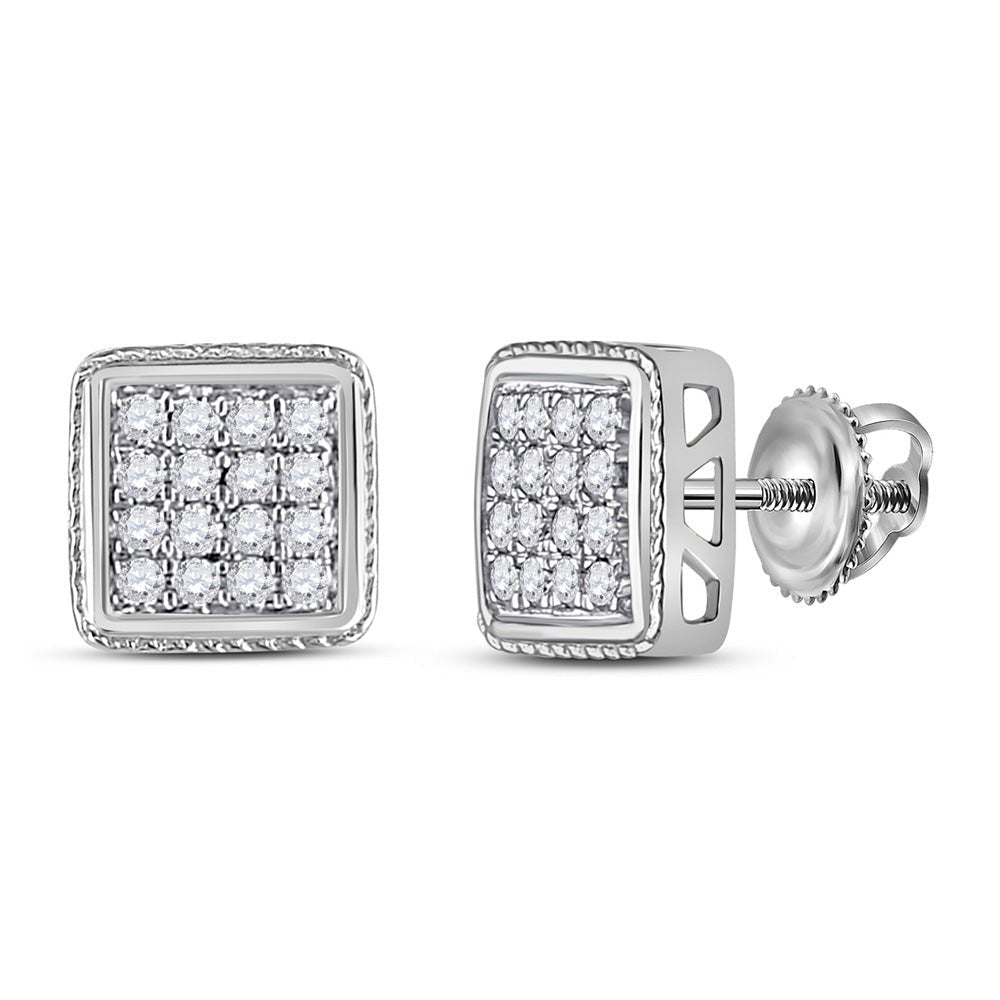10kt White Gold Square Diamond Earrings - Sleek and Sophisticated Men's Jewelry - Splendid Jewellery