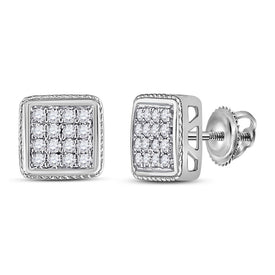 10kt White Gold Square Diamond Earrings - Sleek and Sophisticated Men's Jewelry - Splendid Jewellery
