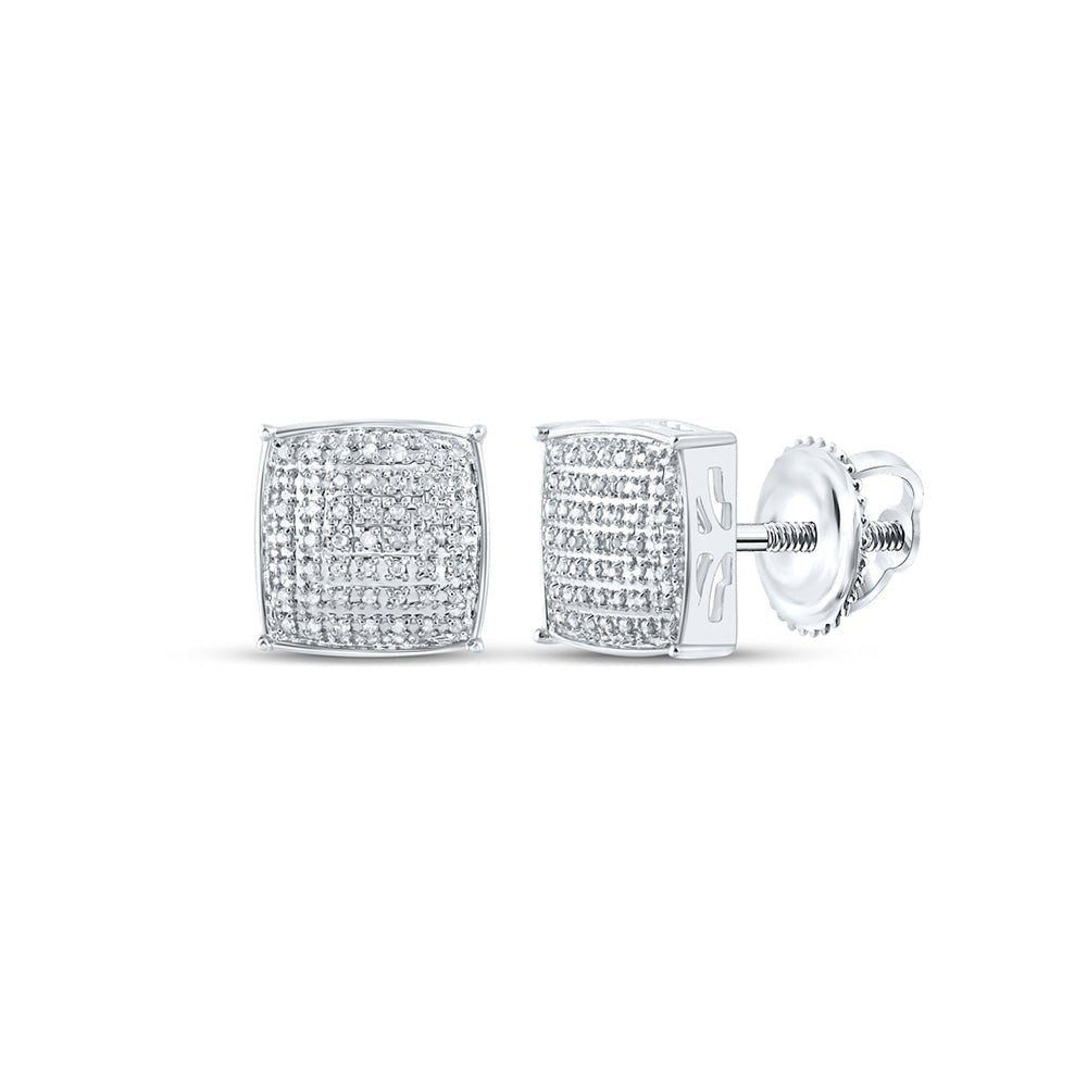 10kt White Gold Square Diamond Earrings - Sleek and Sophisticated Men's Jewelry - Splendid Jewellery