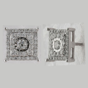 10kt White Gold Square Diamond Earrings - Sparkling Brilliance Collection - Splendid Jewellery