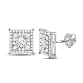 10kt White Gold Square Diamond Earrings - Sparkling Brilliance Collection Top view from the 10Kt White Gold Womens Round Diamond Square Earrings 1 2 Cttwpin281721 collection by Splendid Jewellery