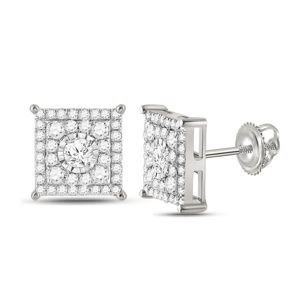 10kt White Gold Square Diamond Earrings - Sparkling Brilliance Collection - Splendid Jewellery