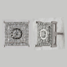 10kt White Gold Square Diamond Earrings - Sparkling Brilliance Collection - Splendid Jewellery