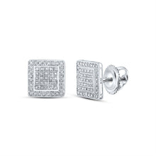 Load image into Gallery viewer, 10kt White Gold Square Diamond Earrings - Striking Men's Jewelry - Splendid Jewellery