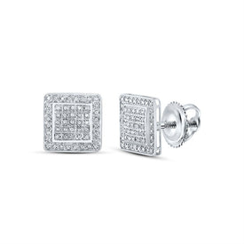 10kt White Gold Square Diamond Earrings - Striking Men's Jewelry - Splendid Jewellery