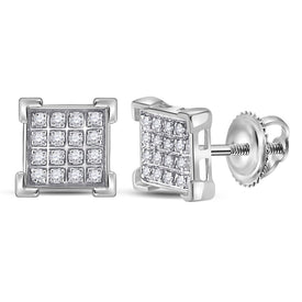 10kt White Gold Square Diamond Earrings - Stunning Men's Jewelry Piece - Splendid Jewellery