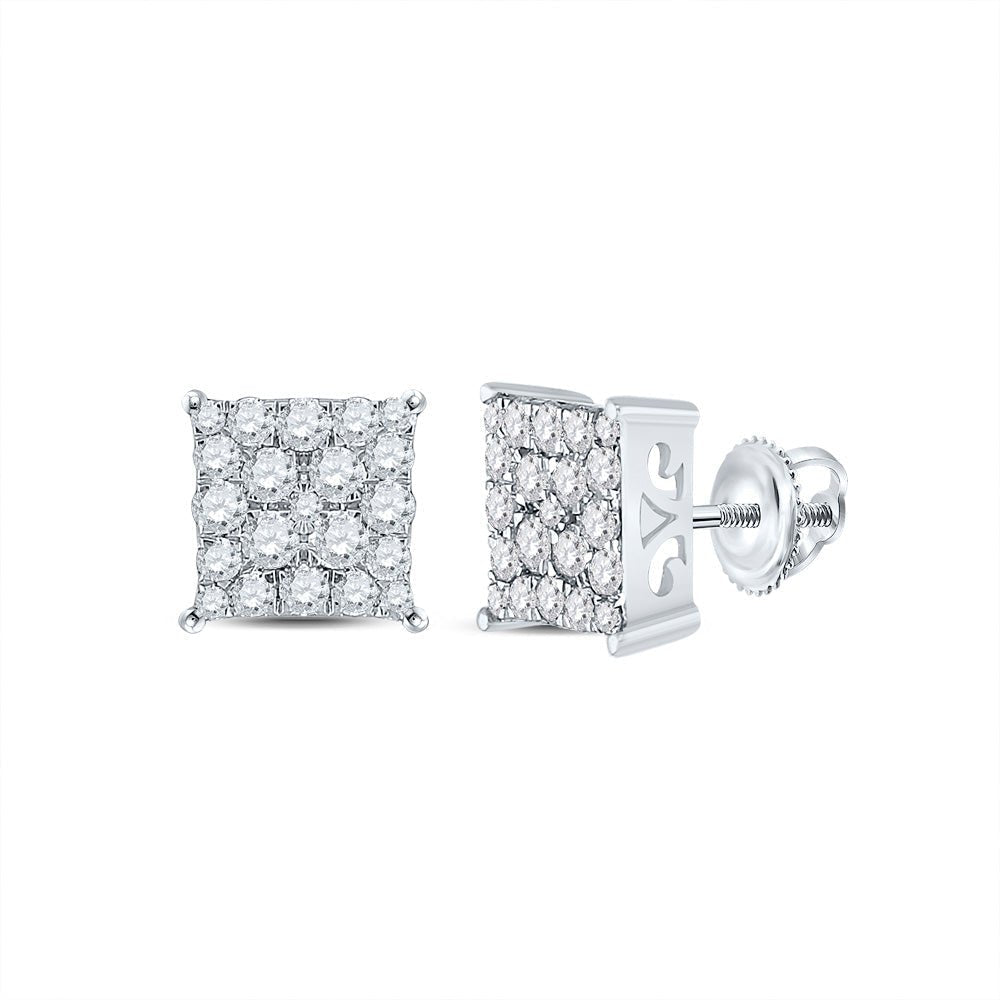 10kt White Gold Square Diamond Earrings - Timeless Elegance - Splendid Jewellery