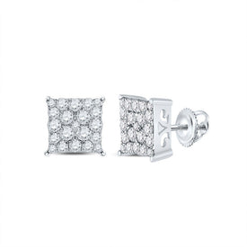 10kt White Gold Square Diamond Earrings - Timeless Elegance - Splendid Jewellery