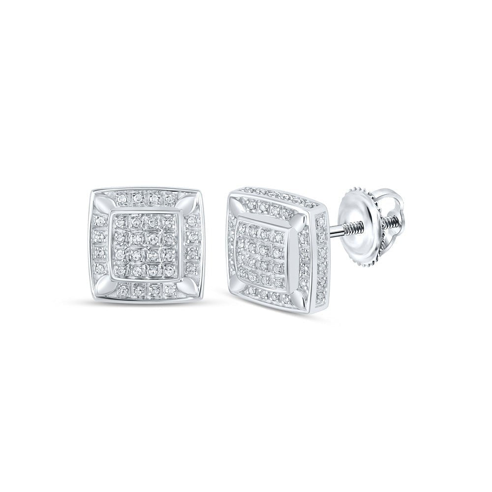 10kt White Gold Square Diamond Earrings - Timeless Elegance and Modern Charm - Splendid Jewellery