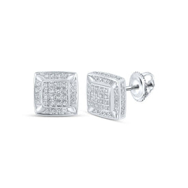 10kt White Gold Square Diamond Earrings - Timeless Elegance and Modern Charm - Splendid Jewellery