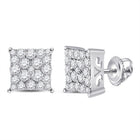 10kt White Gold Square Diamond Earrings - Timeless Elegance and Modern Charm - Splendid Jewellery