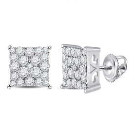 10kt White Gold Square Diamond Earrings - Timeless Elegance and Modern Charm - Splendid Jewellery