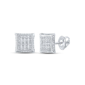 10kt White Gold Square Diamond Earrings - Timeless Elegance and Sparkling Brilliance - Splendid Jewellery