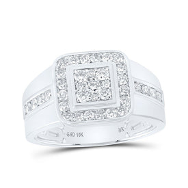 10kt White Gold Square Diamond Men's Ring - 1 Cttw | Splendid Jewellery - Splendid Jewellery