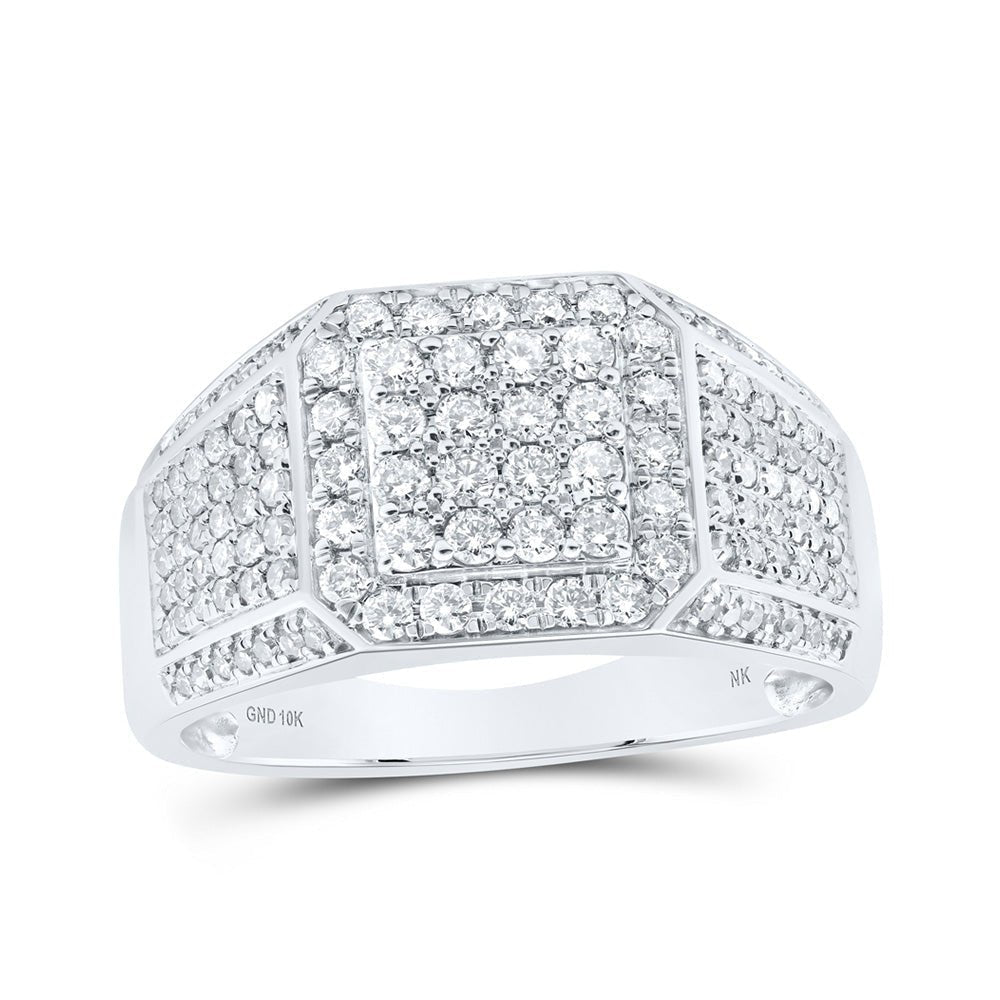 10kt White Gold Square Diamond Men's Ring - 1 Cttw | Splendid Jewellery - Splendid Jewellery
