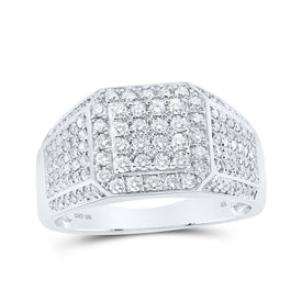 10kt White Gold Square Diamond Men's Ring - 1 Cttw | Splendid Jewellery - Splendid Jewellery