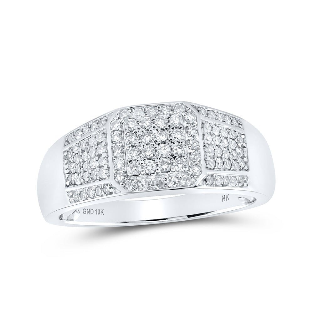 10kt White Gold Square Diamond Ring for Men - 1/2 Cttw | Splendid Jewellery - Splendid Jewellery