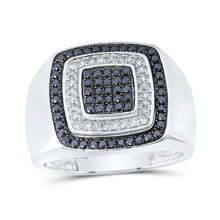 Load image into Gallery viewer, 10kt White Gold Square Ring with Black Color Treated Diamond - Sleek and Striking Men's Jewelry - Splendid Jewellery