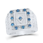 10kt White Gold Square Ring with Blue Color Treated Diamond - Captivating Men's Jewelry - Splendid Jewellery