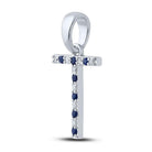 10kt White Gold T - Shaped Sapphire and Diamond Initial Pendant - Splendid Jewellery