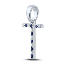 Load image into Gallery viewer, 10kt White Gold T - Shaped Sapphire and Diamond Initial Pendant - Splendid Jewellery