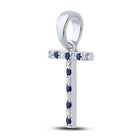 10kt White Gold T - Shaped Sapphire and Diamond Initial Pendant - Splendid Jewellery