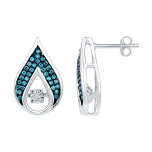 Load image into Gallery viewer, 10kt White Gold Teardrop Earrings with Enhanced Blue Diamonds - Splendid Jewellery