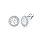 10kt White Gold Tree of Life Circle Earrings with Sparkling Diamonds - Splendid Jewellery