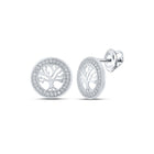 10kt White Gold Tree of Life Circle Earrings with Sparkling Diamonds - Splendid Jewellery
