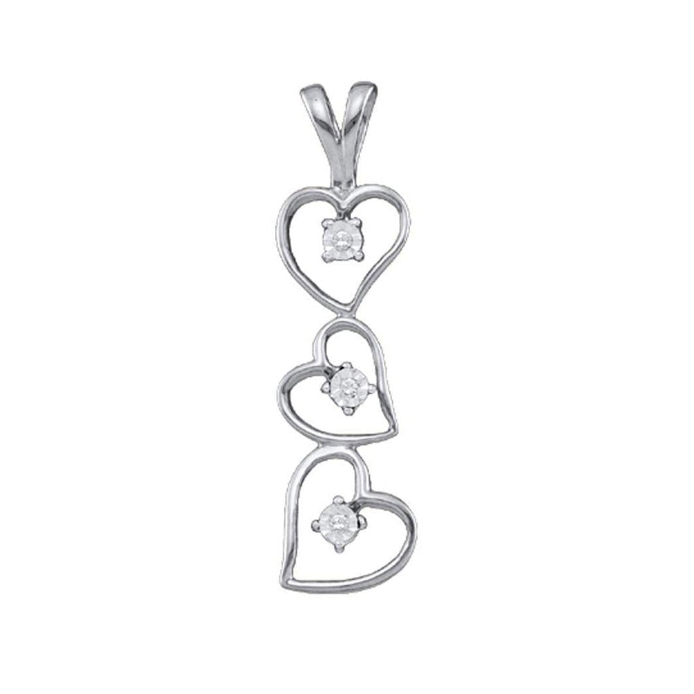 10kt White Gold Triple Heart Diamond Pendant - Symbol of Eternal Love - Splendid Jewellery