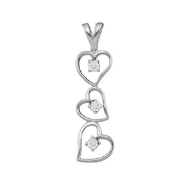 10kt White Gold Triple Heart Diamond Pendant - Symbol of Eternal Love - Splendid Jewellery