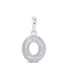 10kt White Gold Womens Baguette Diamond O Initial Letter Pendant - Personalized Elegance and Dazzling Brilliance - Splendid Jewellery