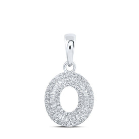 10kt White Gold Womens Baguette Diamond O Initial Letter Pendant - Personalized Elegance and Dazzling Brilliance - Splendid Jewellery