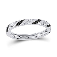 Load image into Gallery viewer, 10kt White Gold Women's Round Black Color Enhanced Diamond Eternity Ring - The Mesmerizing Noir Eternity - Splendid Jewellery