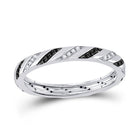 10kt White Gold Women's Round Black Color Enhanced Diamond Eternity Ring - The Mesmerizing Noir Eternity - Splendid Jewellery