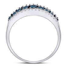 Load image into Gallery viewer, 10kt White Gold Womens Round Blue Color Enhanced Diamond Band Ring 1/2 Cttw | Oceanic Elegance Diamond Band - Splendid Jewellery